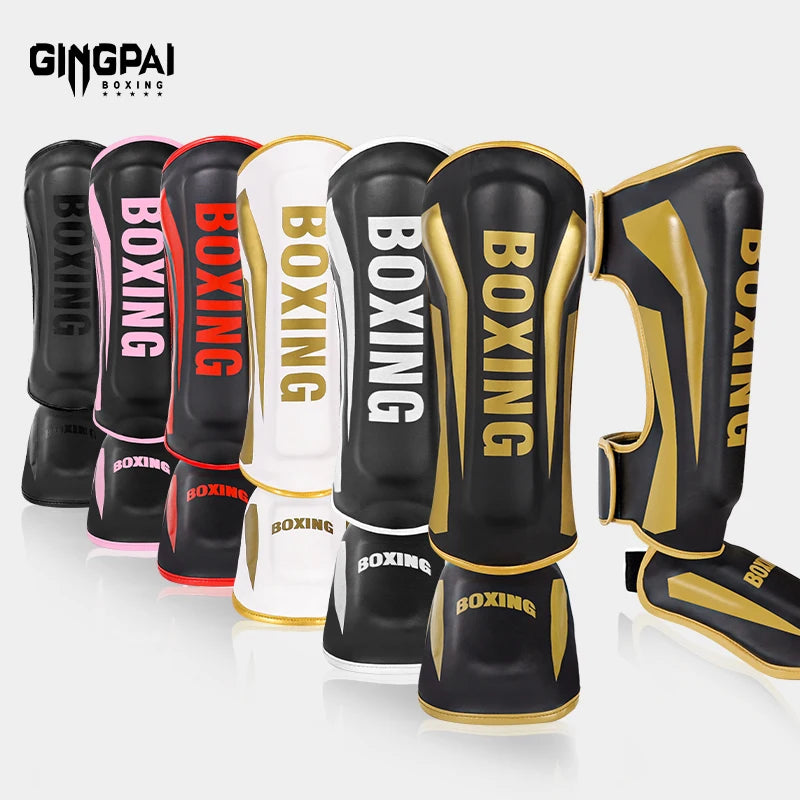 Intense assault, maximum security Professional Free Fighting Leg Protector with Foot Back Sanda Boxing Fighting Taekwondo Protective Equipment Adult and Children