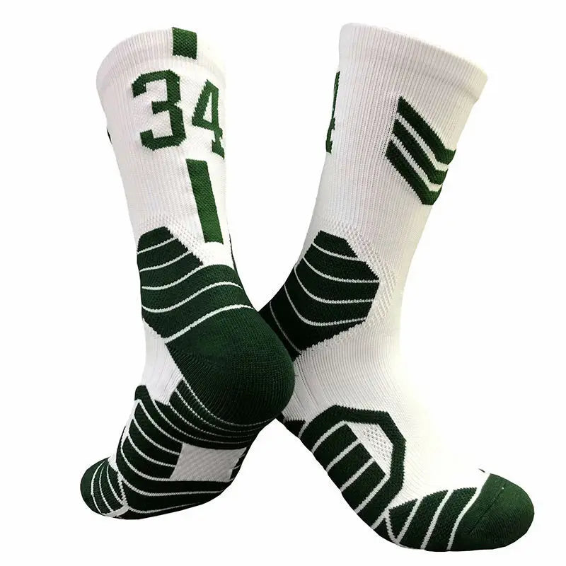 Professional Star Basketball Socks Elite Thick Sports Socks Adults Kids Wears the number of basketball legends
