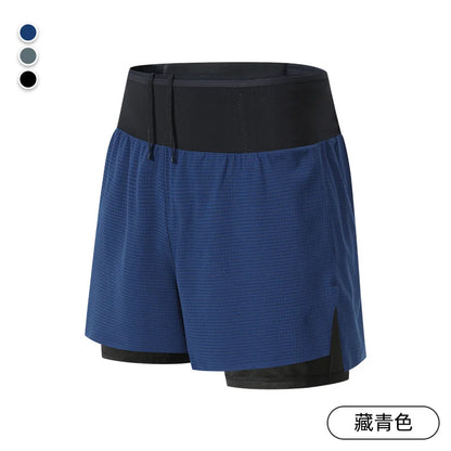 Freedom of movement, maximum speed, and practical pockets to carry everything   Short Gym Man 2 in 1 Marathon Fitness Running Pants Multi-pocket Double Deck Sports Shorts Men