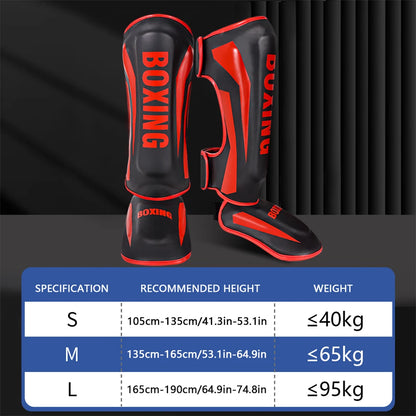 Intense assault, maximum security Professional Free Fighting Leg Protector with Foot Back Sanda Boxing Fighting Taekwondo Protective Equipment Adult and Children