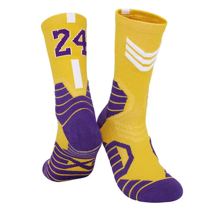Elite Basketball Socks for Men Kobe Bryant Sports Boy and Children Wears the number of basketball legends