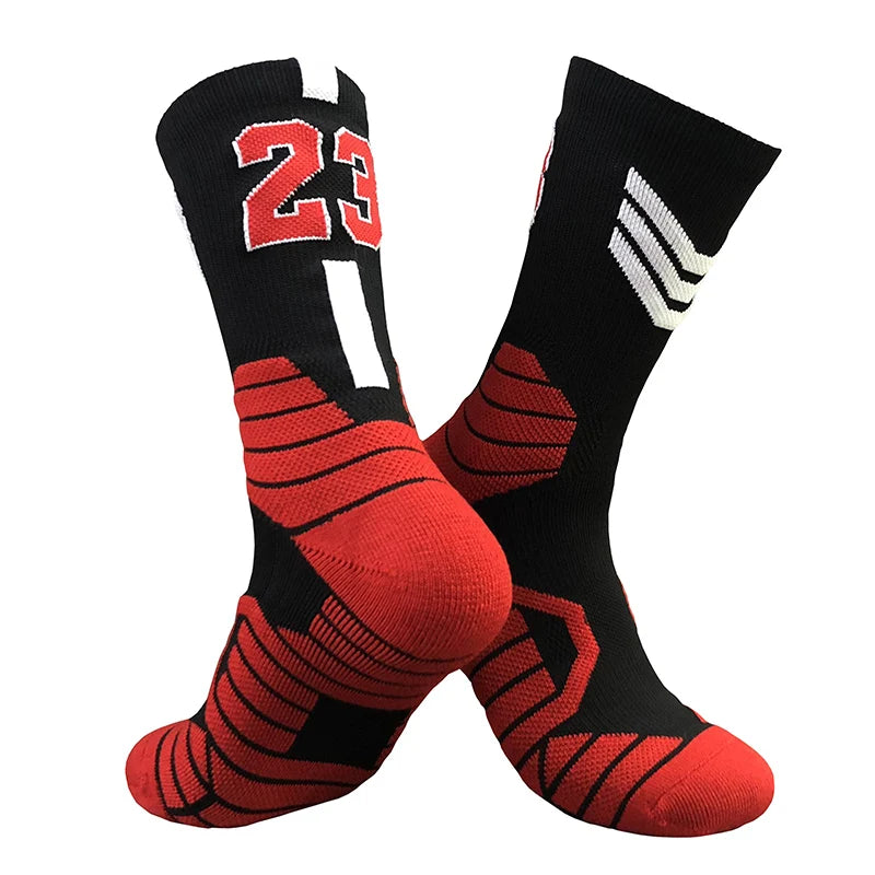 Professional Star Basketball Socks Elite Thick Sports Socks Adults Kids Wears the number of basketball legends