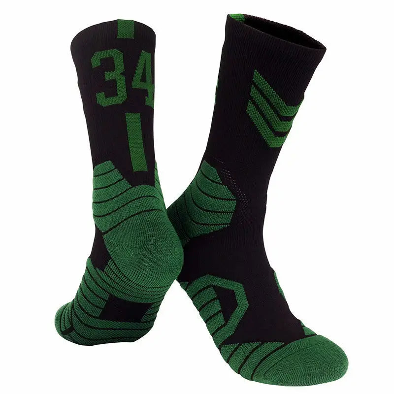 Professional Star Basketball Socks Elite Thick Sports Socks Adults Kids Wears the number of basketball legends