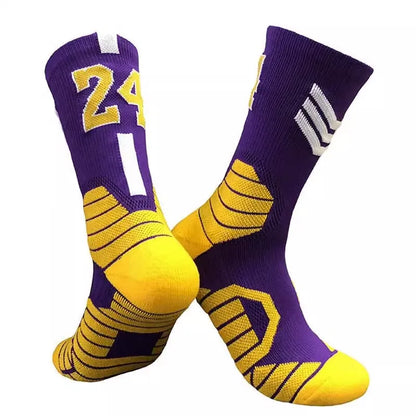 Professional Star Basketball Socks Elite Thick Sports Socks Adults Kids Wears the number of basketball legends