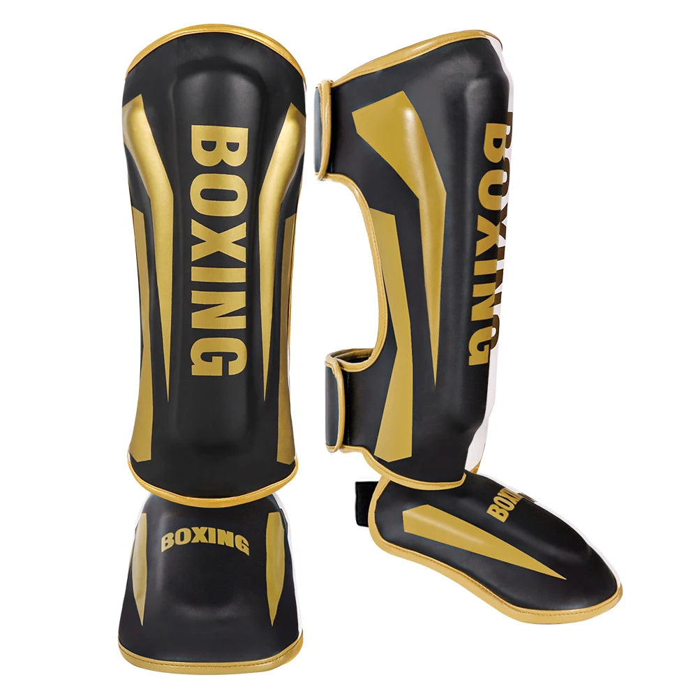 Intense assault, maximum security Professional Free Fighting Leg Protector with Foot Back Sanda Boxing Fighting Taekwondo Protective Equipment Adult and Children