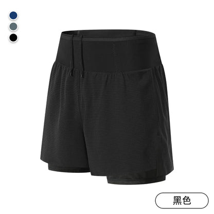 Freedom of movement, maximum speed, and practical pockets to carry everything   Short Gym Man 2 in 1 Marathon Fitness Running Pants Multi-pocket Double Deck Sports Shorts Men