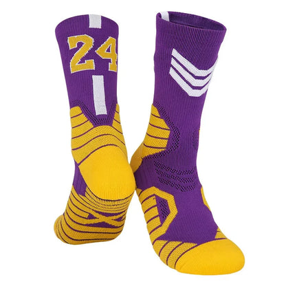 Elite Basketball Socks for Men Kobe Bryant Sports Boy and Children Wears the number of basketball legends