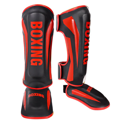 Intense assault, maximum security Professional Free Fighting Leg Protector with Foot Back Sanda Boxing Fighting Taekwondo Protective Equipment Adult and Children