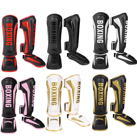 Intense assault, maximum security Professional Free Fighting Leg Protector with Foot Back Sanda Boxing Fighting Taekwondo Protective Equipment Adult and Children