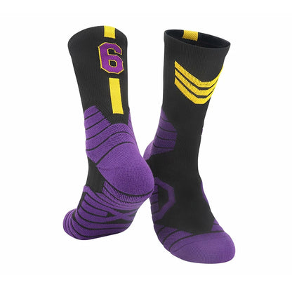 Professional Star Basketball Socks Elite Thick Sports Socks Adults Kids Wears the number of basketball legends