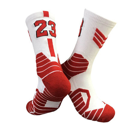 Professional Star Basketball Socks Elite Thick Sports Socks Adults Kids Wears the number of basketball legends